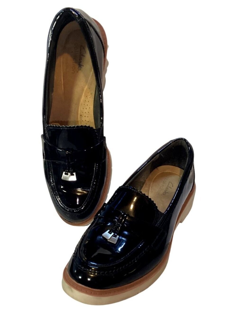 Clarks Collection Women's Black Patton Slip On Loafers Size 11M Pre-Owned NICE